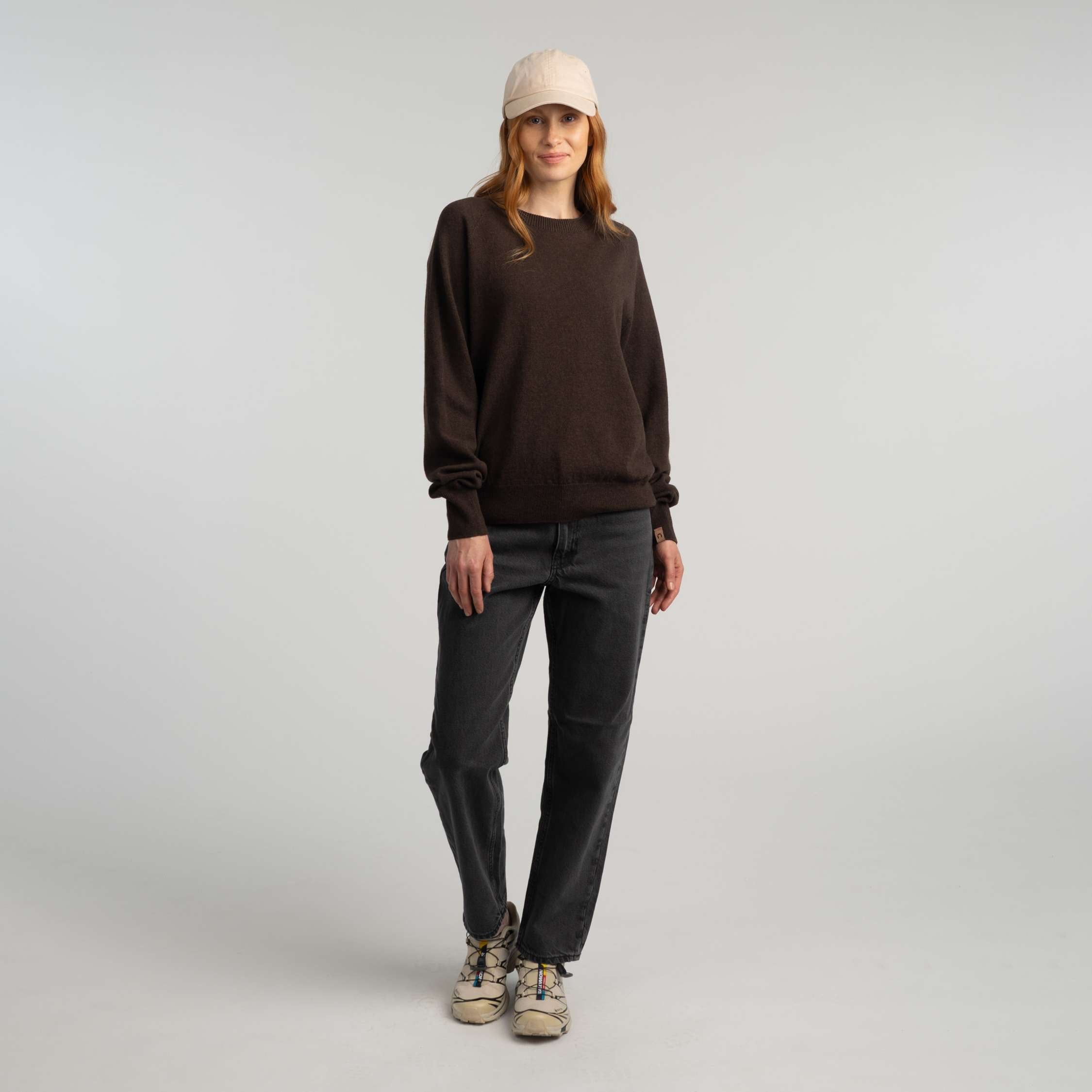 Kide pull en maille en laine mérinos W - café 
