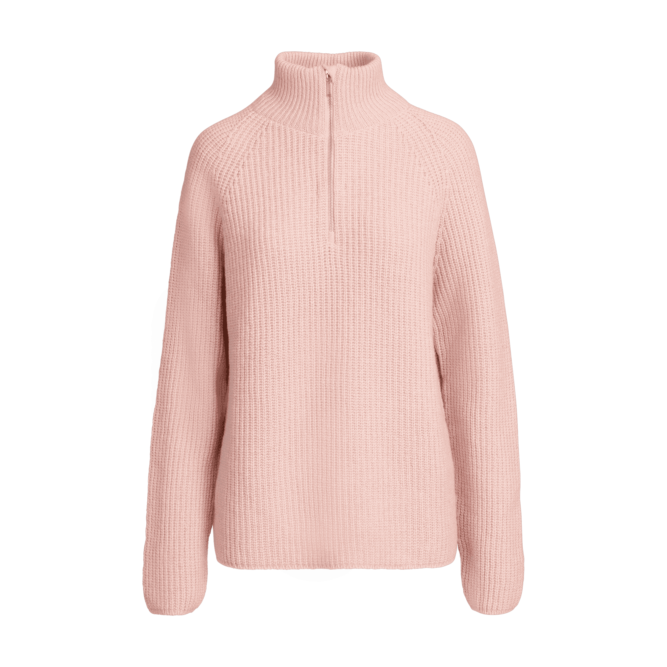 Magnolia half zip pull en laine mérinos W - rose poudre 