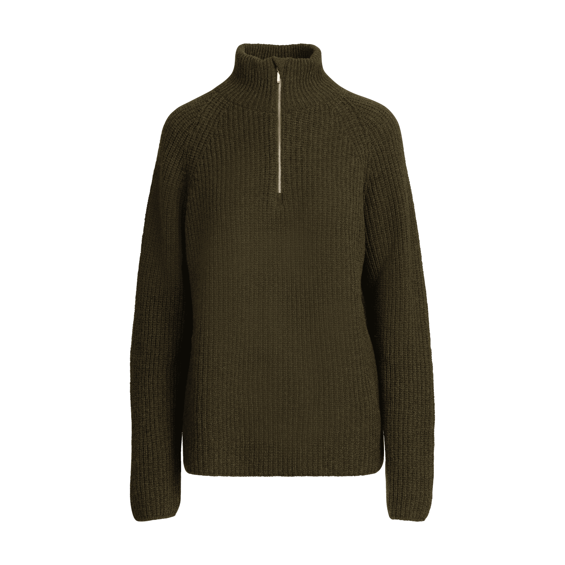 Magnolia half zip merino svetr s polovičním zipem W - tmavá oliva 