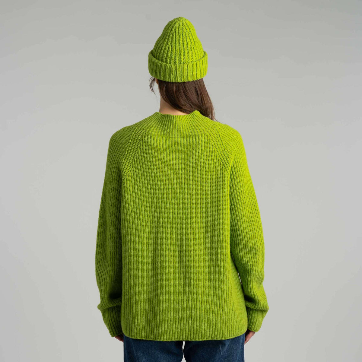 Magnolia maglione in lana merino con collo alto W - lime scuro 