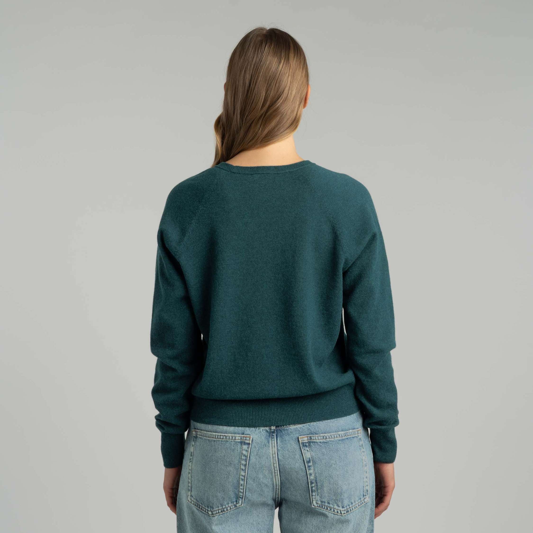 Kide naisten v-neck merinoneulepusero - riikinkukon sininen