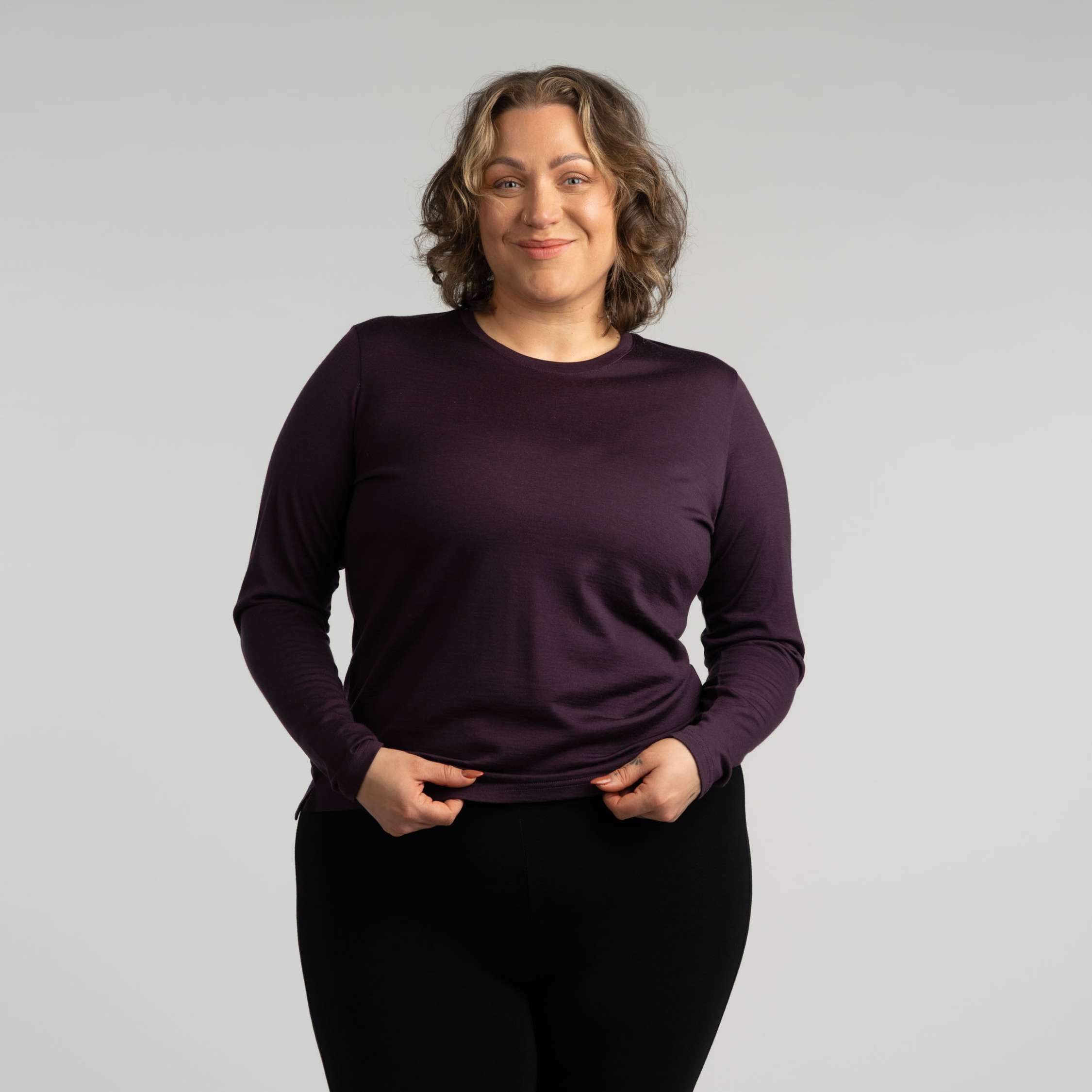 Julia pitkähihainen merino-T-paita W - munakoiso