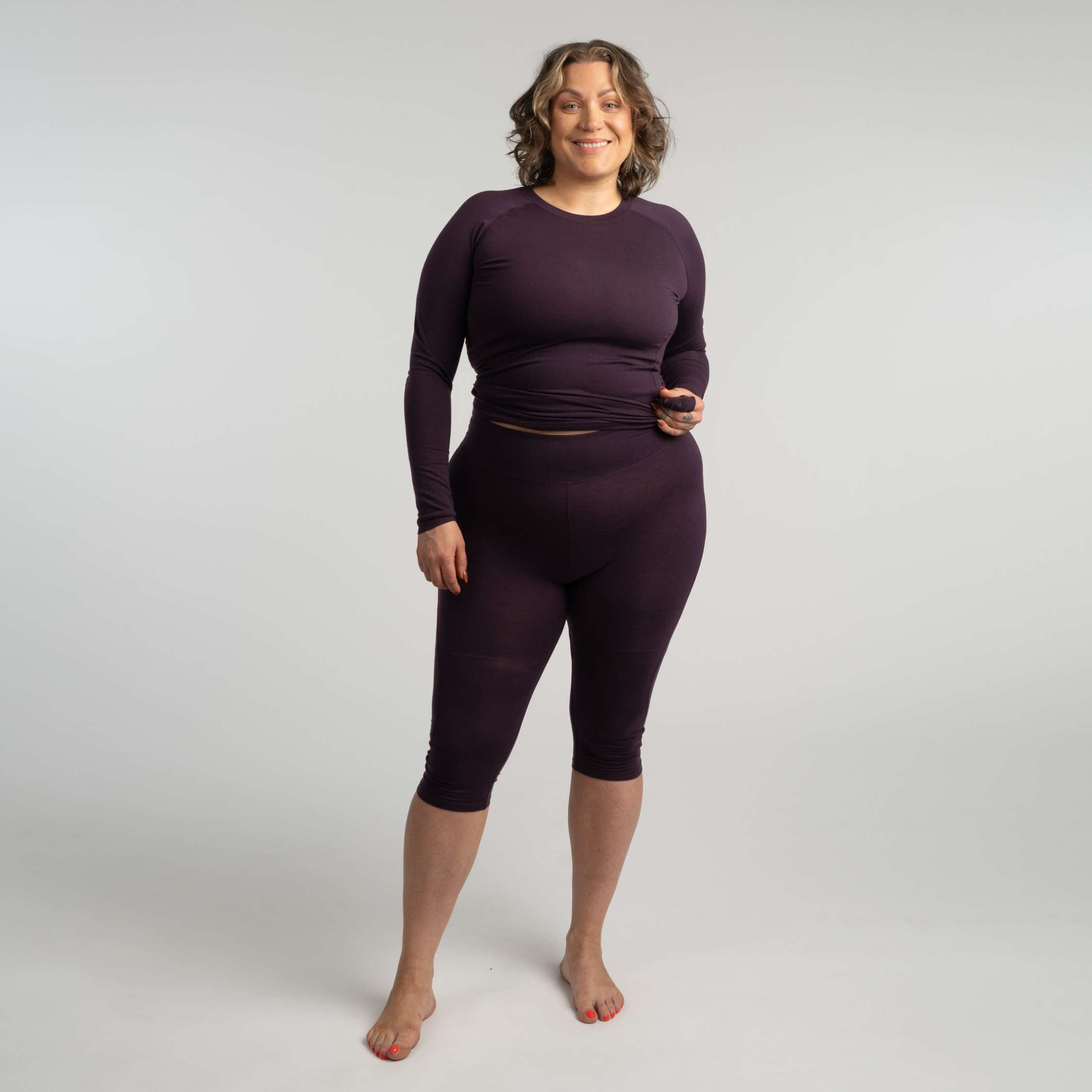 Motion 150 base layer 3/4-Merinohose W - Aubergine 