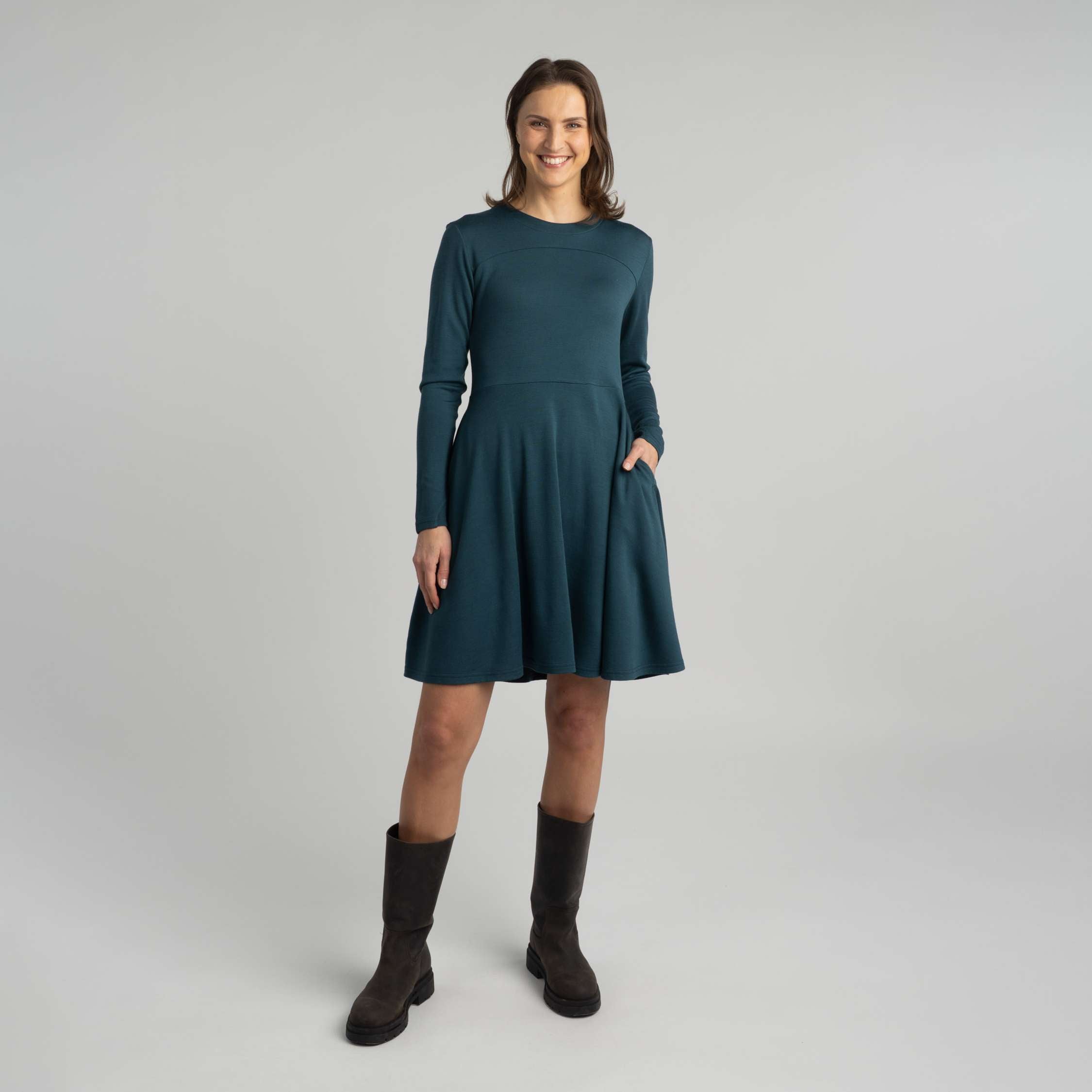 Robe en mérinos Raven W - bleu-vert 
