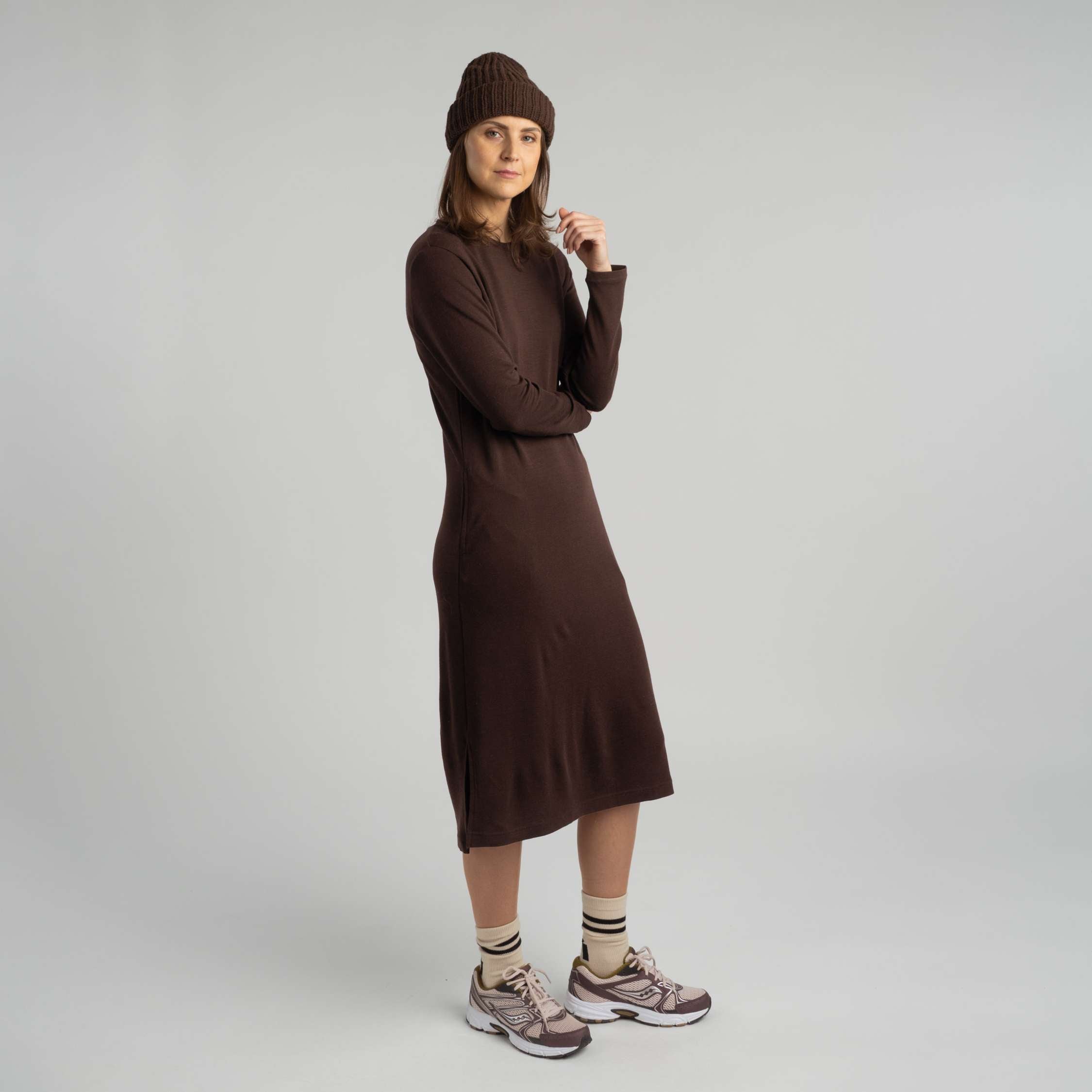 Robe en mérinos Asta W - chocolat 