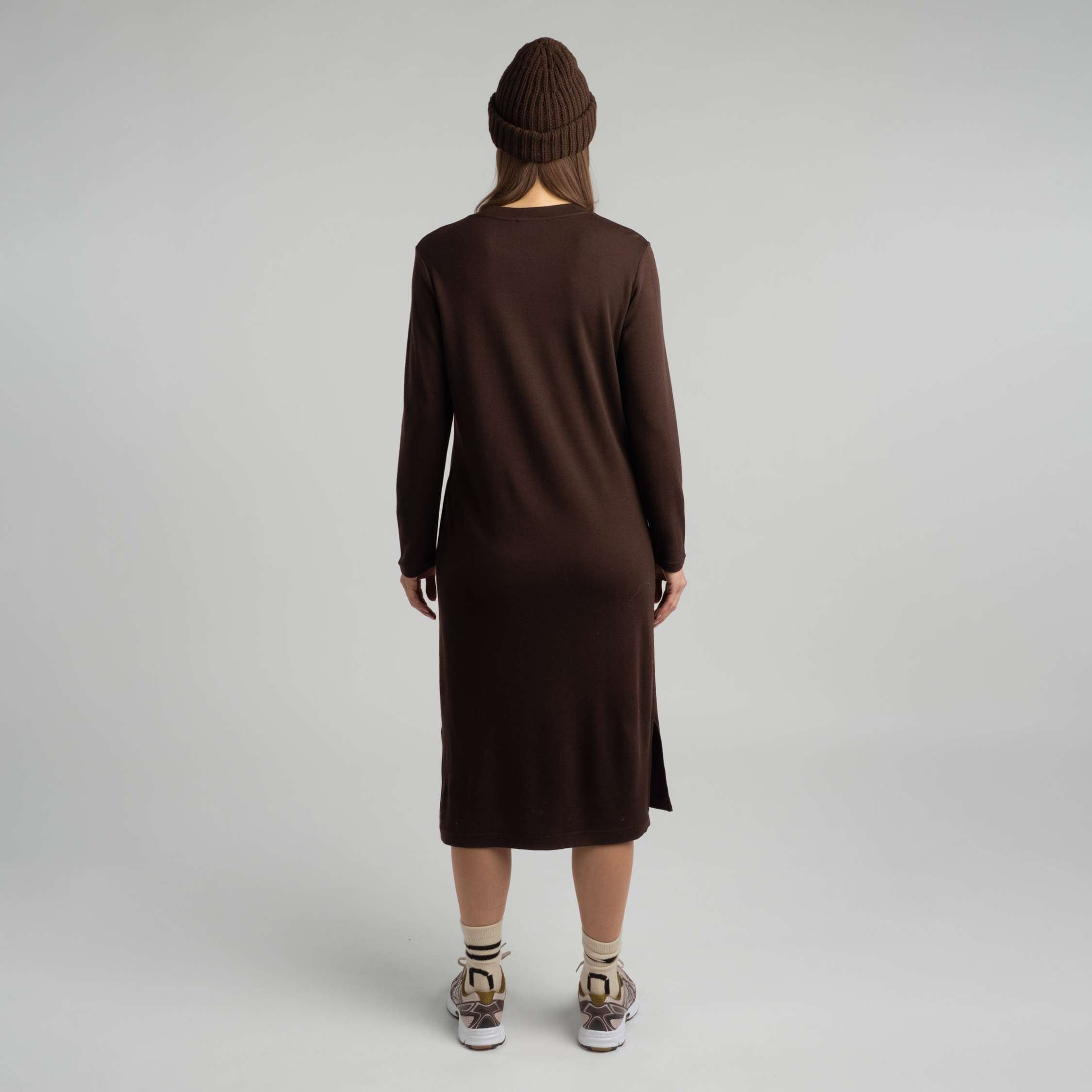 Robe en mérinos Asta W - chocolat 
