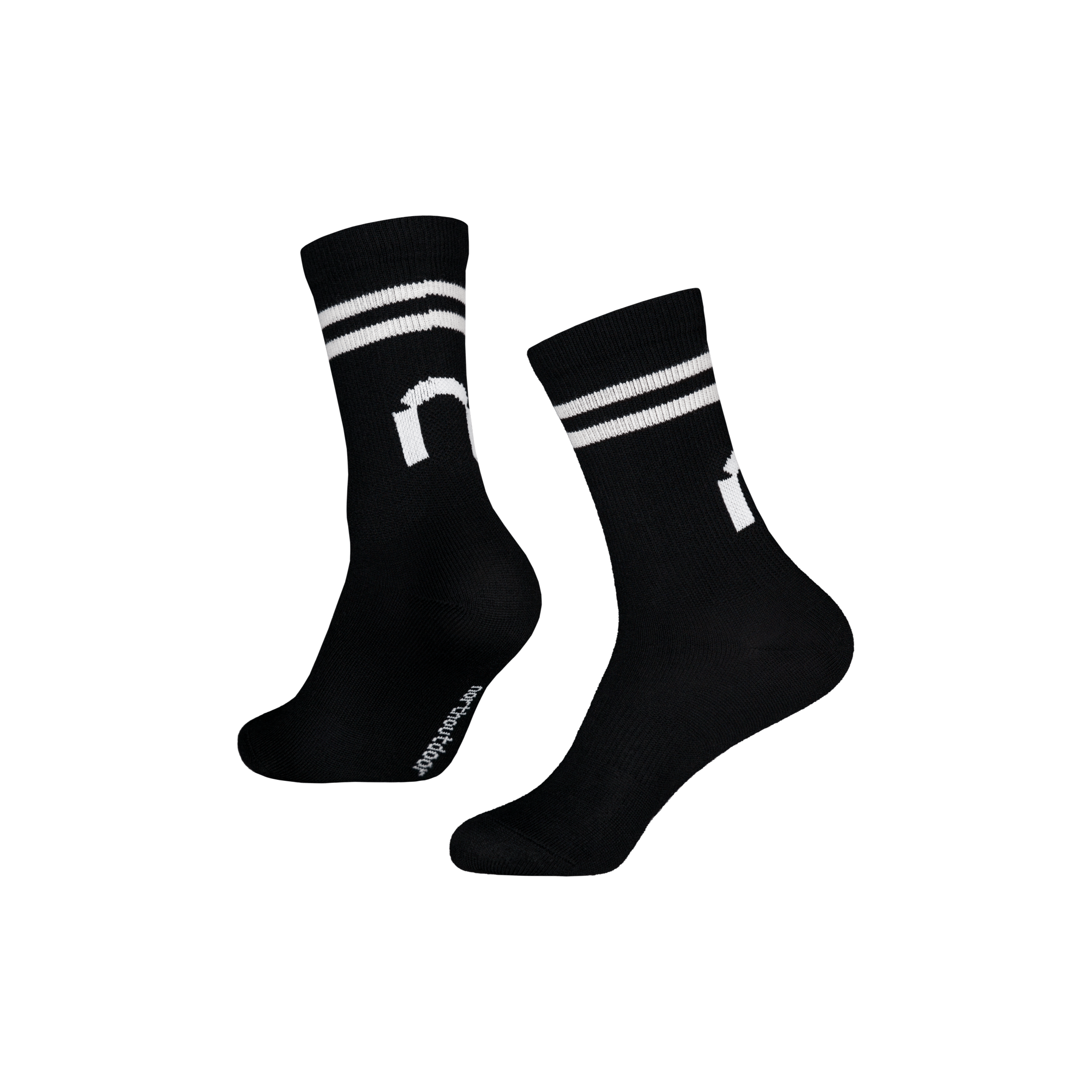 All day merino tennissokken stripe UNI - Zwart | natuurwit 
