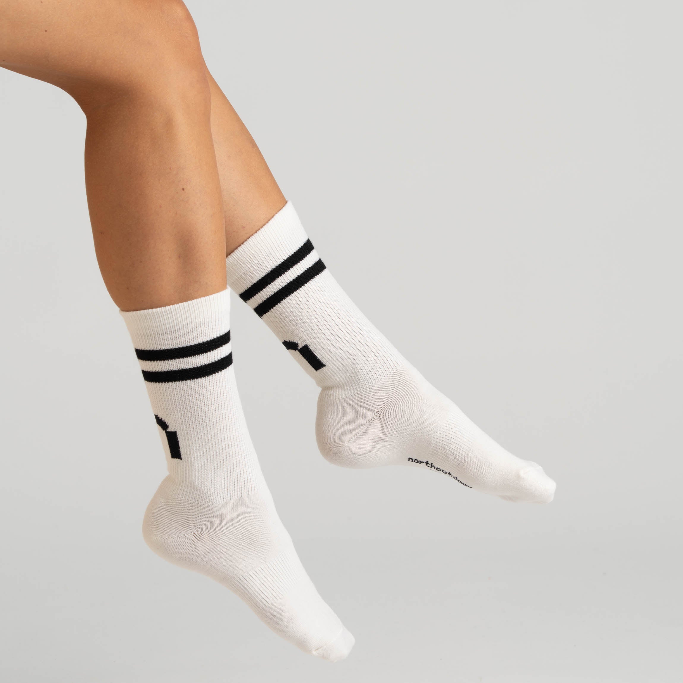 All day merino tennissokken stripe UNI - sneeuwwit | Zwart 