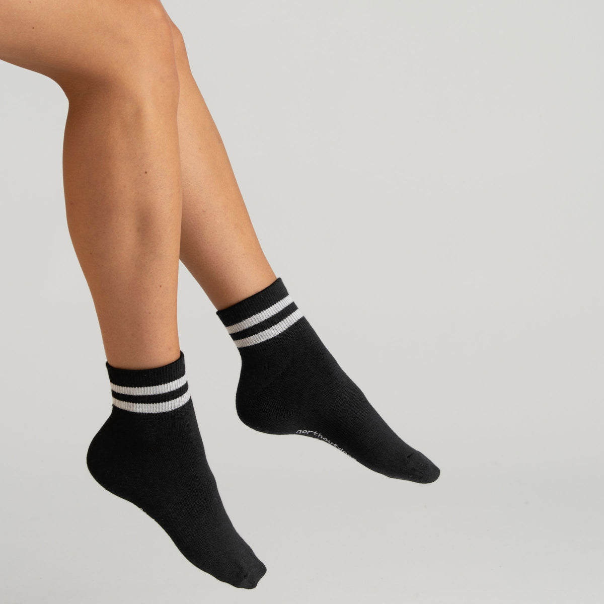 All day striped merino wool socks MID UNI - Black | off-white