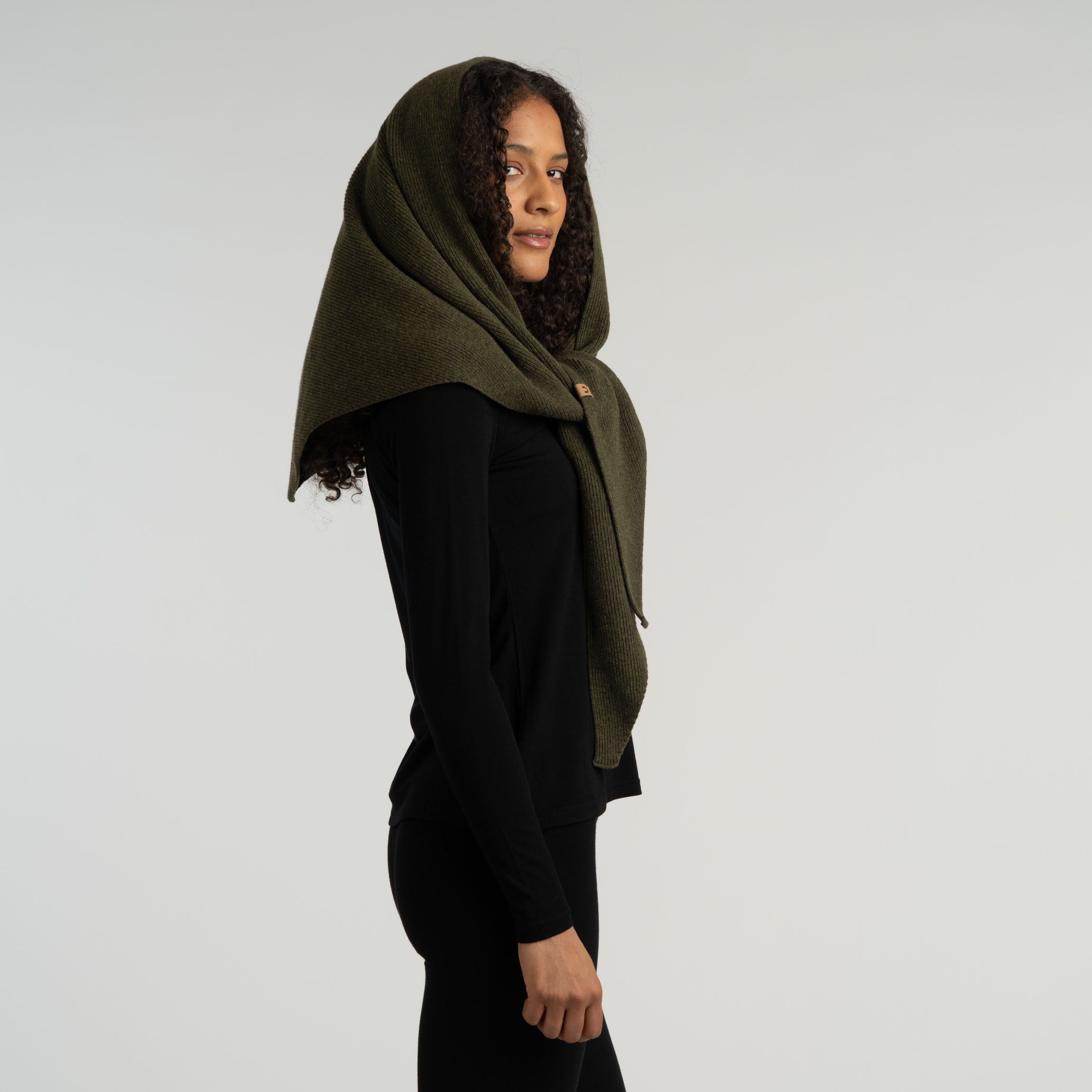 Lumo merino trojúhelníkový šátek UNI - tmavá olivová 