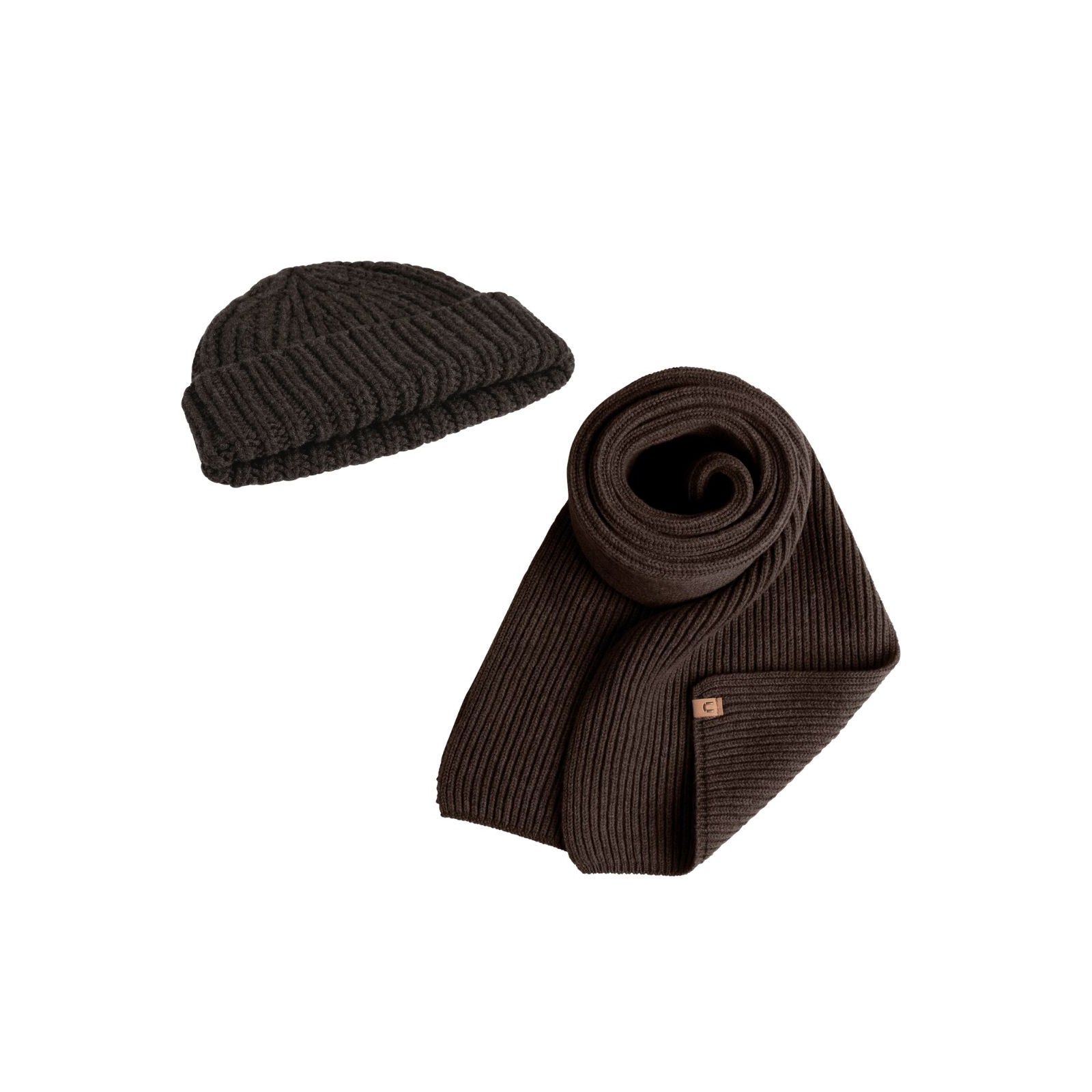 Stickad accessoarset, espresso 