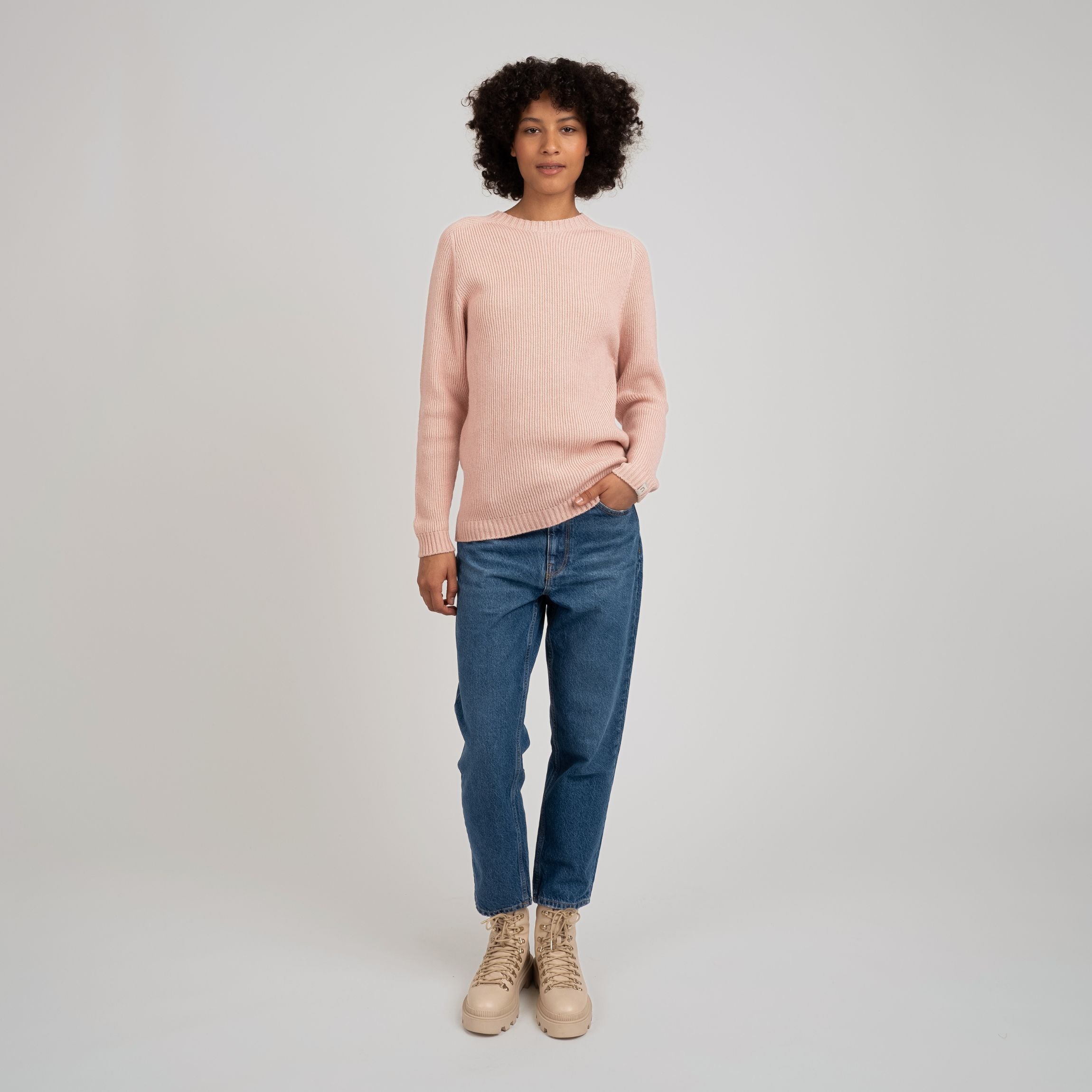 Maglia da donna Kinos in lana merino - rosa cipria 